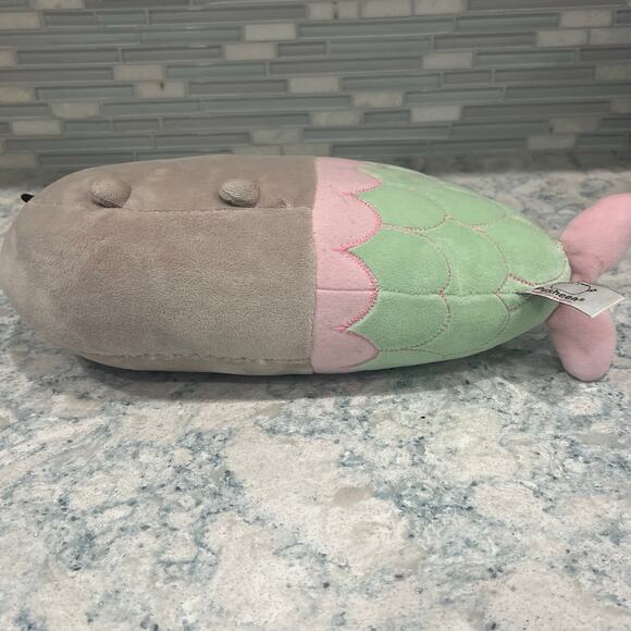 GUND Pusheen Mermaid Cat Plush Stuffed Animal  12" Gray Tabby with Starfish Bow - Picture 2 of 5